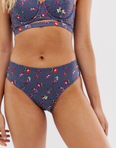 Playful Promises high waist bikini bottom in navy floral