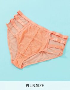 Playful Promises X Gabi Fresh Exclusive lace cut-out high waist brief in melon-Orange
