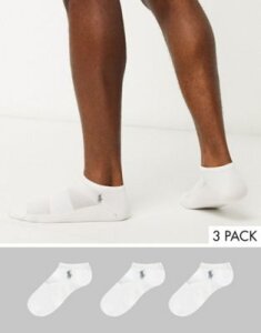 Polo Ralph Lauren 3 pack tech athletic low cut socks with polo player in white