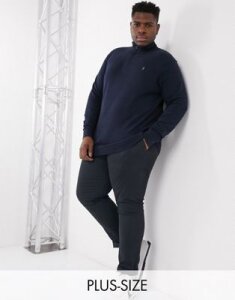 Polo Ralph Lauren Big & Tall player logo double knit tech half zip sweatshirt in navy