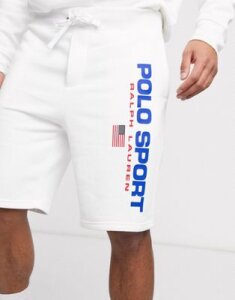 Polo Ralph Lauren Sport Capsule flag logo sweat shorts in white