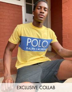 Polo Ralph Lauren x ASOS exclusive collab classic fit t-shirt in yellow with navy logo panel