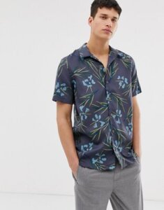 PS Paul Smith short sleeve floral print shirt in gray