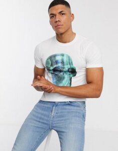 PS Paul Smith slim fit large skull print t-shirt in white