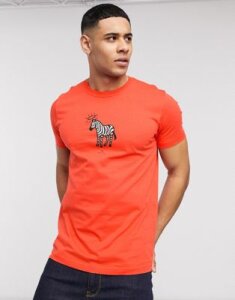 PS Paul Smith slim fit zebra printed logo t-shirt in orange