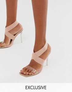 Public Desire Exclusive Only elastic perspex heeled sandal in beige