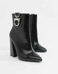 Public Desire Forever black croc silver hardwear boots