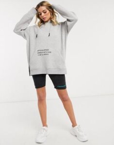 Public Desire oversized hoodie with wash care graphics-Gray