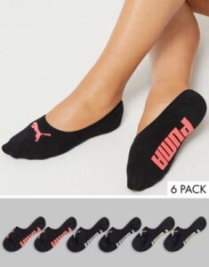 Puma 6 pack sneaker socks in black