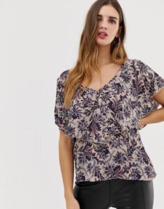 QED London floral top with frill overlay-Multi
