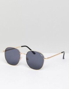 Quay Australia Jezabell round sunglasses in gold/smoke