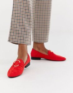 QUPID Flat Loafers-Red