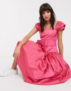 Rachel Antonoff rosie drop waist belted midi dress-Pink