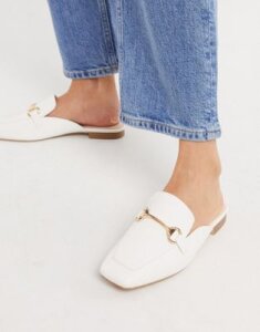 RAID Eleri square toe backless loafers in white