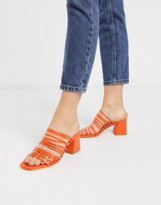 RAID Sidney super strappy mid heeled sandals in orange