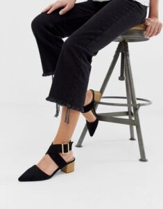 RAID String black ankle strap mid heeled shoes