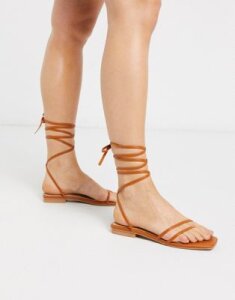 RAID Summer ankle tie gladiator sandal in tan