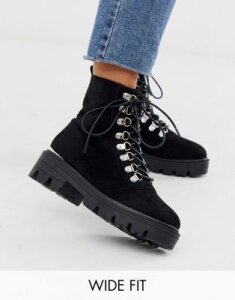 RAID Wide Fit Arianna lace up hiker boots-Black