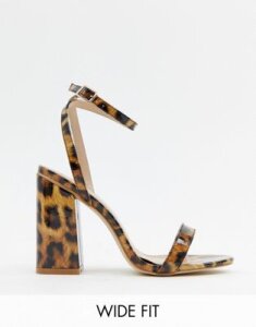 RAID Wide Fit Enya leopard print patent block heeled sandals-Multi