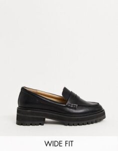 RAID Wide Fit Laney chunky flat shoes in black