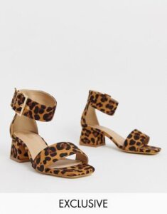 RAID Wide Fit leopard print block heeled sandals-Multi