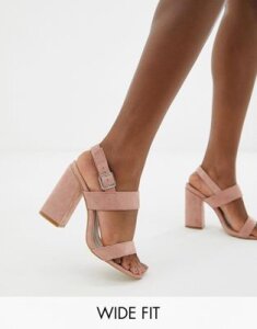 RAID Wide Fit Shania blush block heeled sandals-Pink