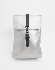 Rains metallic rolltop backpack in silver