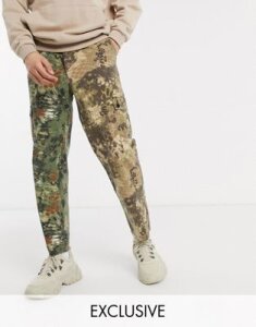 Reclaimed vintage inspired cargo pants in spliced camo print-Green