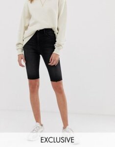 Reclaimed Vintage inspired denim legging shorts in washed black