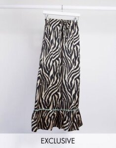 Reclaimed Vintage inspired satin skirt in animal print-Multi
