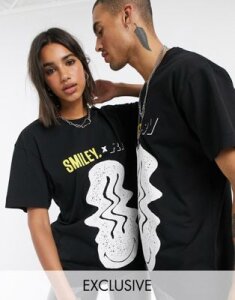 Reclaimed Vintage x Smiley unisex oversized t-shirt in black