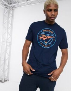 Reebok classic t-shirt with circle vector print in navy