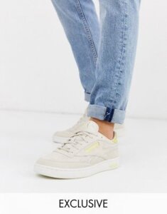 Reebok Club C sneakers in premium suede with transluscent sole exclusive to asos-White