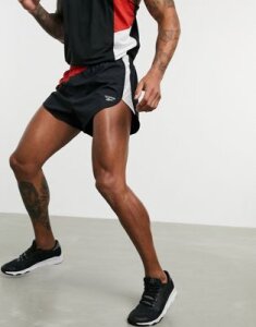 Reebok Running 3 inch shorts in black with panel