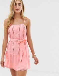 River Island beach dress with belt in pink