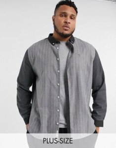River Island Big & Tall long sleeve pinstripe shirt in gray