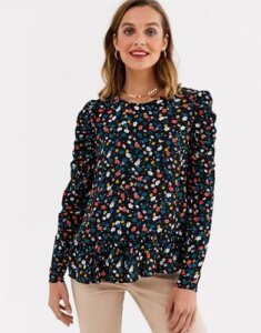 River Island blouse in ditsy floral print-Black