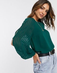 River Island blouse with cuff detail in green