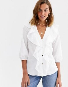 River Island frilled blouse in white