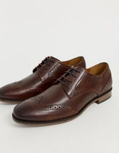 River Island leather brogue in chocolate-Brown