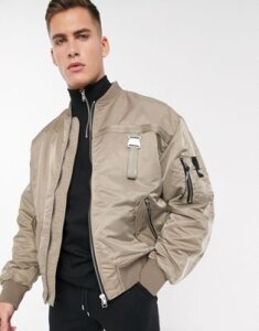 River Island MA1 bomber with utility hardware in stone
