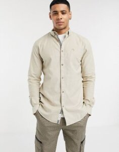 River Island oxford shirt with maison embroidery in stone