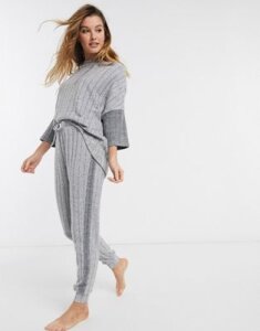 River Island ribbed pyjama sweatpants in gray