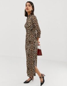 River Island shirt dress in leopard print-Multi