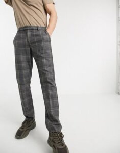 River Island slim fit smart pants in gray check