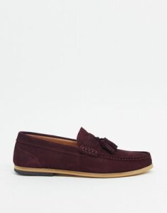 River Island suede tassel loafers in red suede