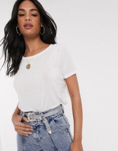River Island t-shirt with ruched sleeves in white