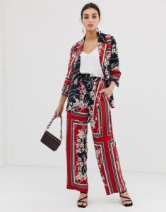 River Island wide leg pants in scarf print-Red