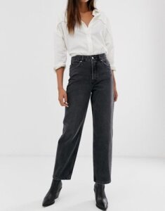 Selected Femme high waist straight leg gray jeans