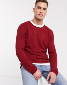 Selected Homme crew neck knitted sweater-Red